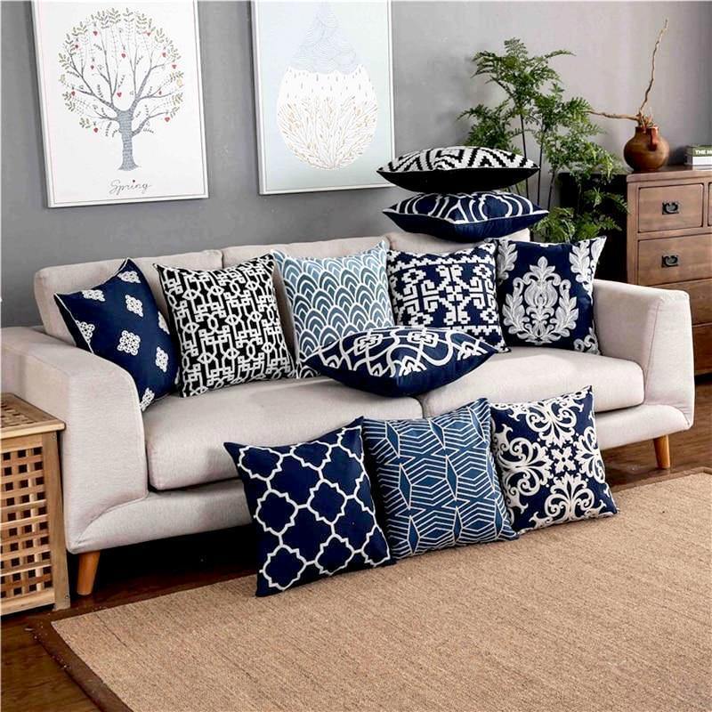 Navy Classic Embroidery Cushions - Nordic Side - 