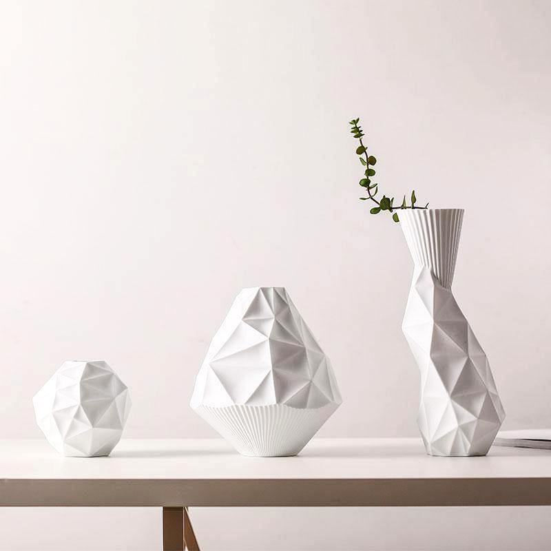 Geometric White Vases - Nordic Side - 