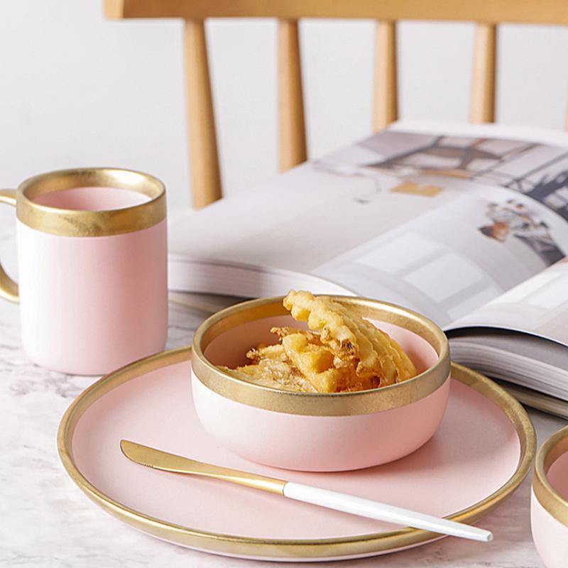 Matt Pink & Gold Dinnerware - Nordic Side - 