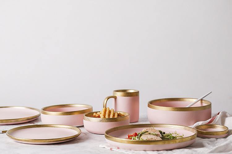 Matt Pink & Gold Dinnerware - Nordic Side - 