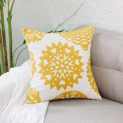 Yellow Classic Embroidery Cushions - Nordic Side - 