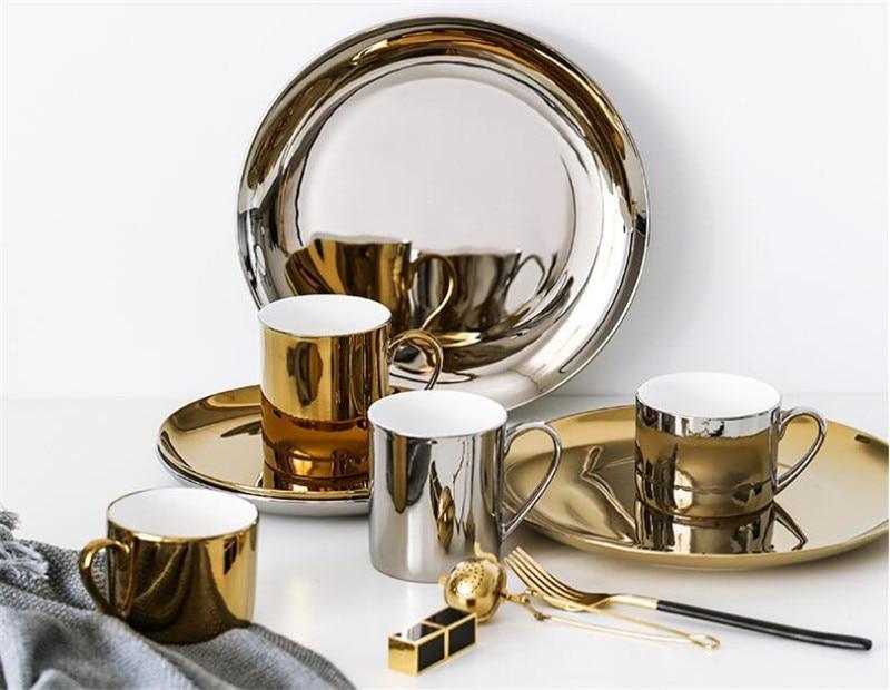 Ceramic Silver/Gold Cups & Plates - Nordic Side - 