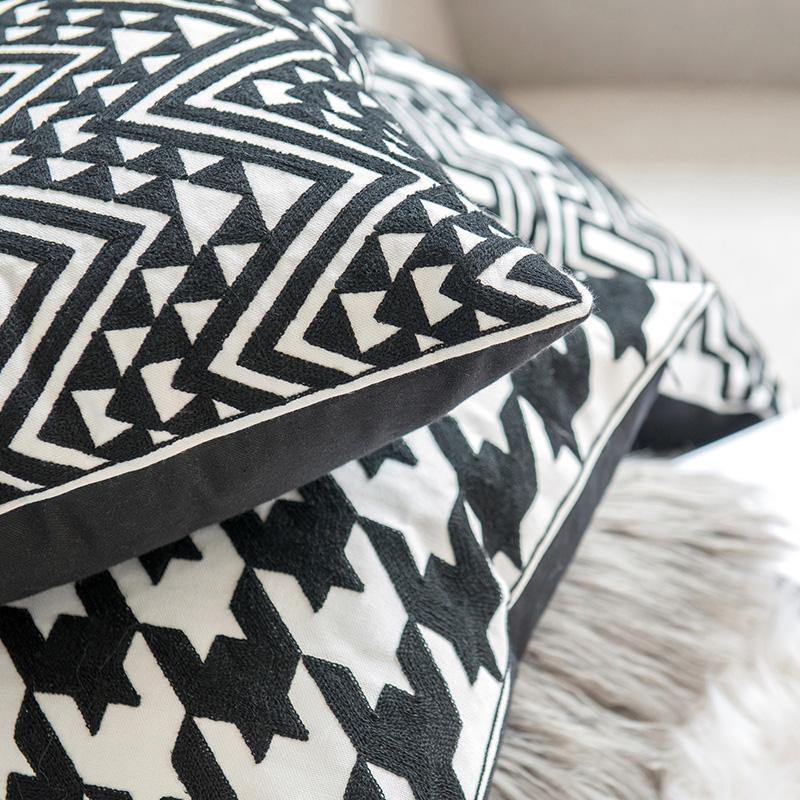 Geometric Black & White Pattern Cushions - Nordic Side - 