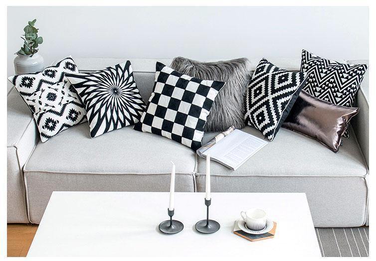 Geometric Black & White Pattern Cushions - Nordic Side - 