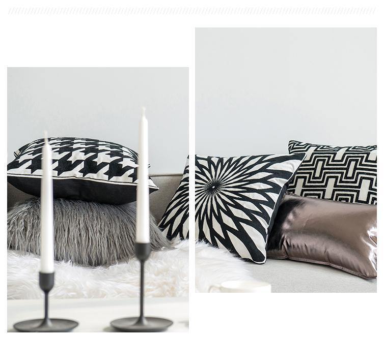 Geometric Black & White Pattern Cushions - Nordic Side - 