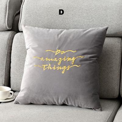 Letter Embroidered Velvet Cushion Cover - Nordic Side - 