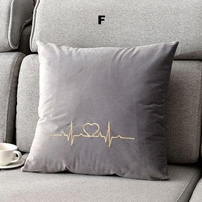 Letter Embroidered Velvet Cushion Cover - Nordic Side - 