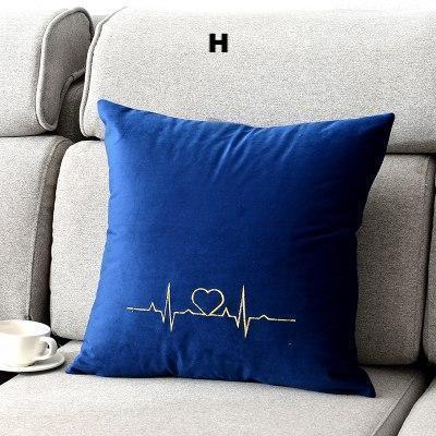 Letter Embroidered Velvet Cushion Cover - Nordic Side - 