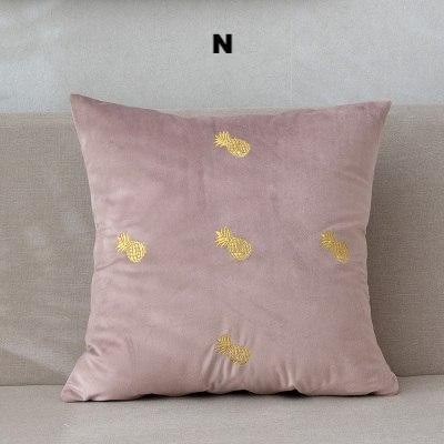 Letter Embroidered Velvet Cushion Cover - Nordic Side - 