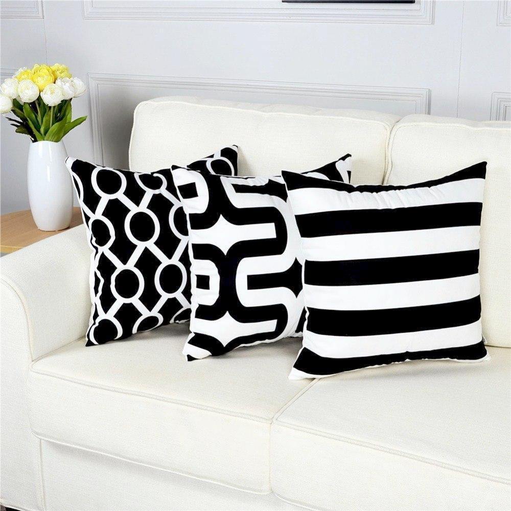 B&W Geometric Cushion Cover - Nordic Side - 