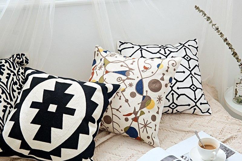 Black & White Embroidery Cushions - Nordic Side - 