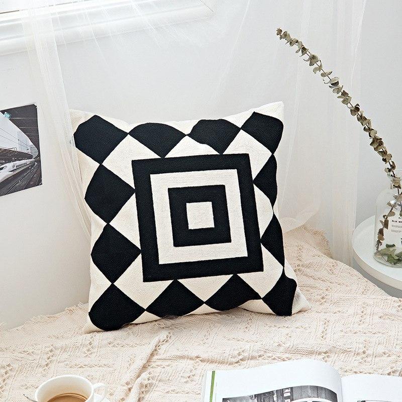 Black & White Embroidery Cushions - Nordic Side - 