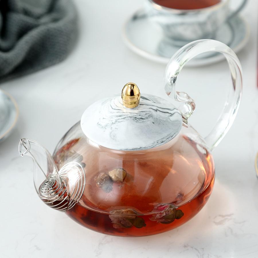 Glass Teapot with Ceramic Marble - Nordic Side - 