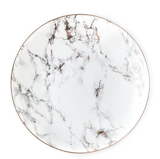 Set of 4 Unique Marble Ceramic Dinner Plates - Nordic Side - 12-07, feed-cl0-over-80-dollars