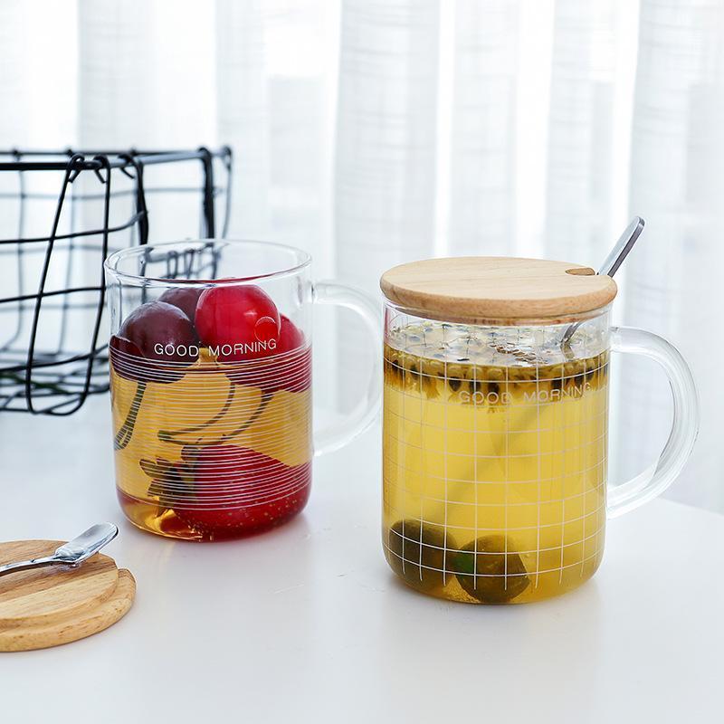 Simple Grid Glass Cup - Nordic Side - 