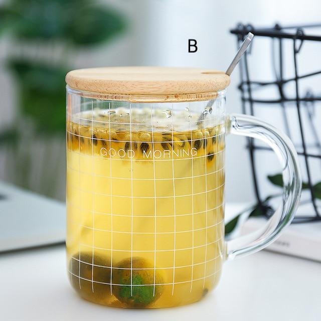 Simple Grid Glass Cup - Nordic Side - 