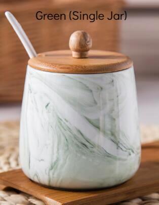 Marble Ceramic Rounded Jar - Nordic Side - 