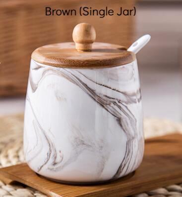 Marble Ceramic Rounded Jar - Nordic Side - 