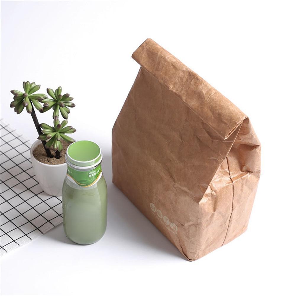 6L Brown Paper Lunch Bag Environmentally Friendly Reusable Lunch Box Durable Insulated Thermal Kraft Paper Bag Covered - Nordic Side - 