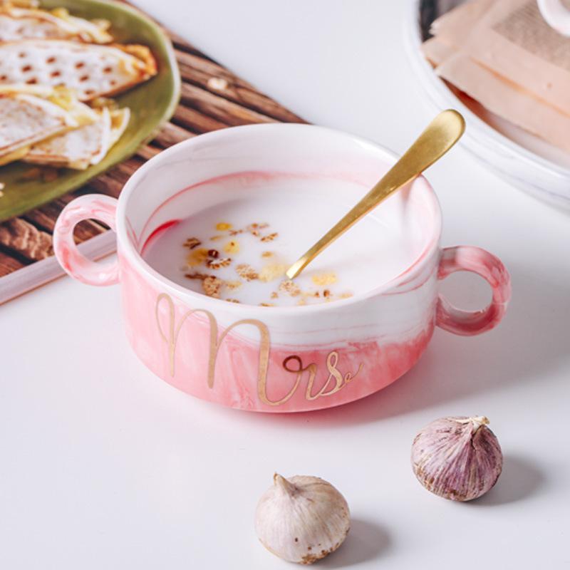 Pink & Grey Marble Soup Bowl - Nordic Side - 