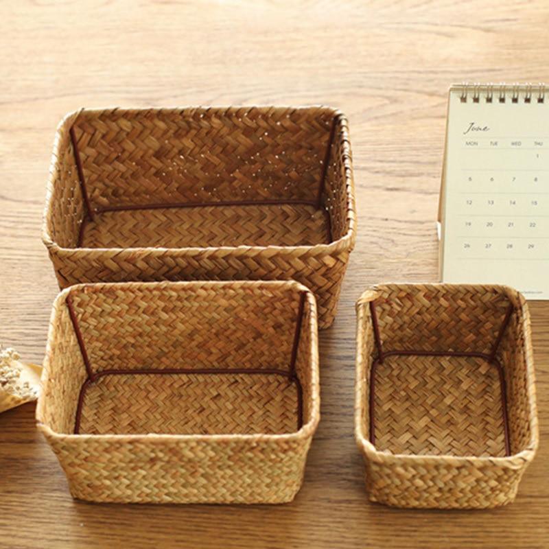 Straw Weaving Square Storage - Nordic Side - 