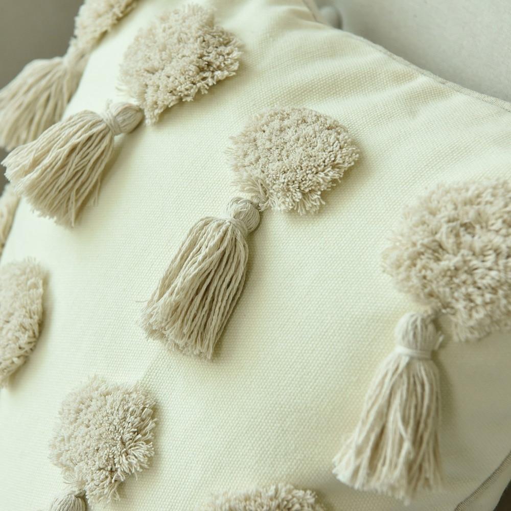 Embroidered Tassel Cushion - Nordic Side - 