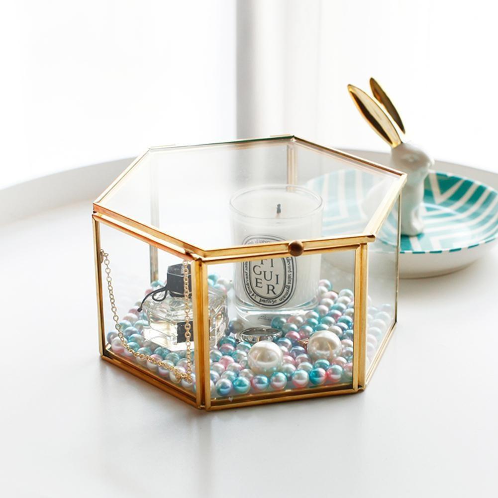 Hexagonal Glass Golden Organiser - Nordic Side - 