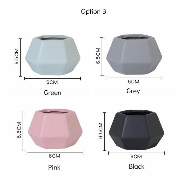 Hexagon Ceramic Planters Set - Nordic Side - 