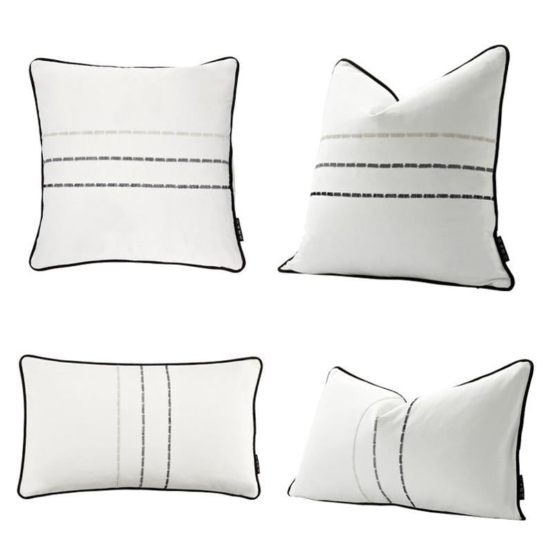 Cotton Line Embroidered Cushion Cover - Nordic Side - 