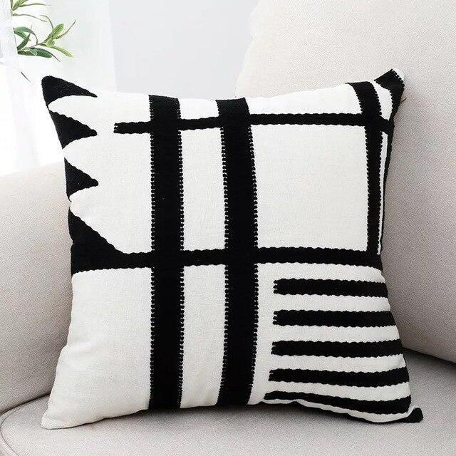 Black & Grey Geometric Patterned Cushion - Nordic Side - 