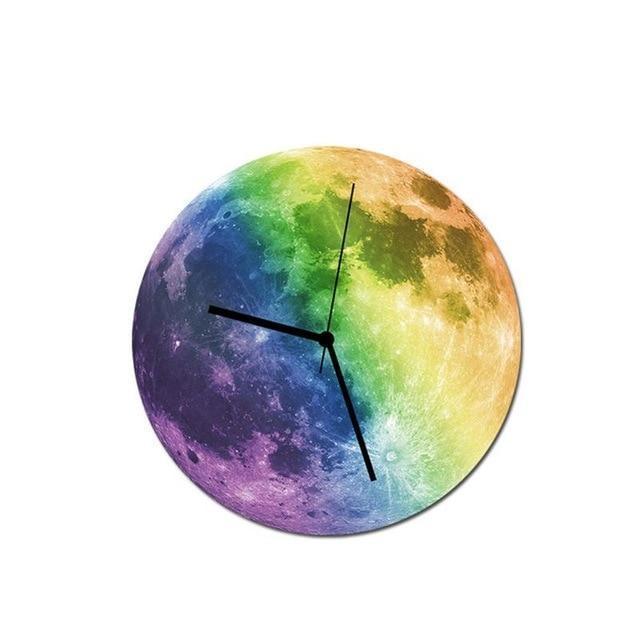 Lua - 3D Glow-In-The-Dark Moon Wall Clock - Nordic Side - 05-14, modern-wall-clock