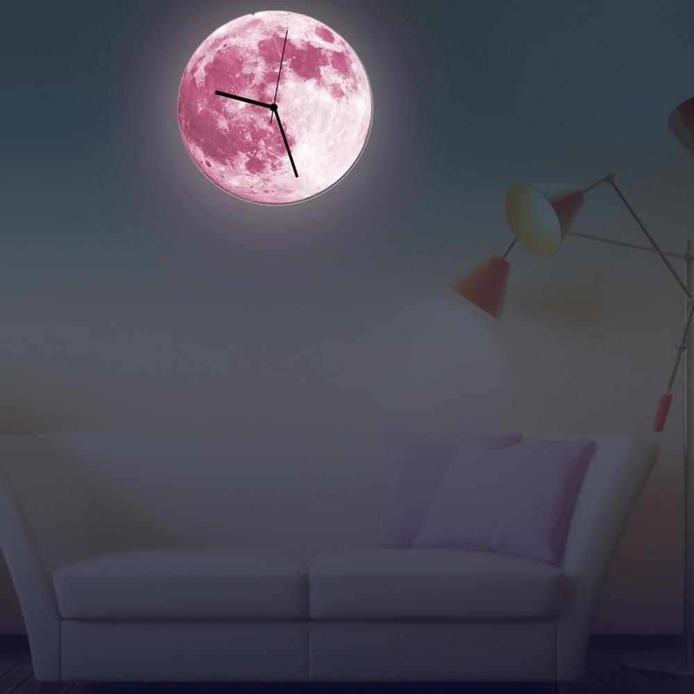 Lua - 3D Glow-In-The-Dark Moon Wall Clock - Nordic Side - 05-14, modern-wall-clock