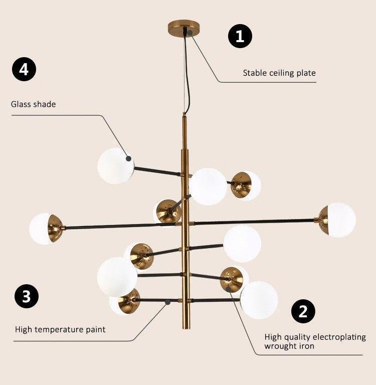 Gold & Black Iron Chandelier - Nordic Side - 