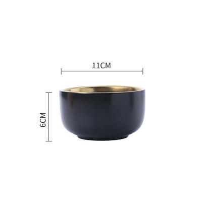 Black & White Ceramic Dinnerware with Gold Rim - Nordic Side - 