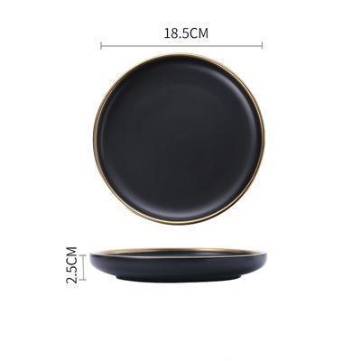 Black & White Ceramic Dinnerware with Gold Rim - Nordic Side - 