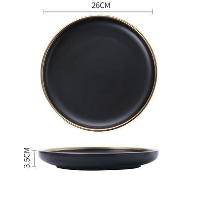 Black & White Ceramic Dinnerware with Gold Rim - Nordic Side - 