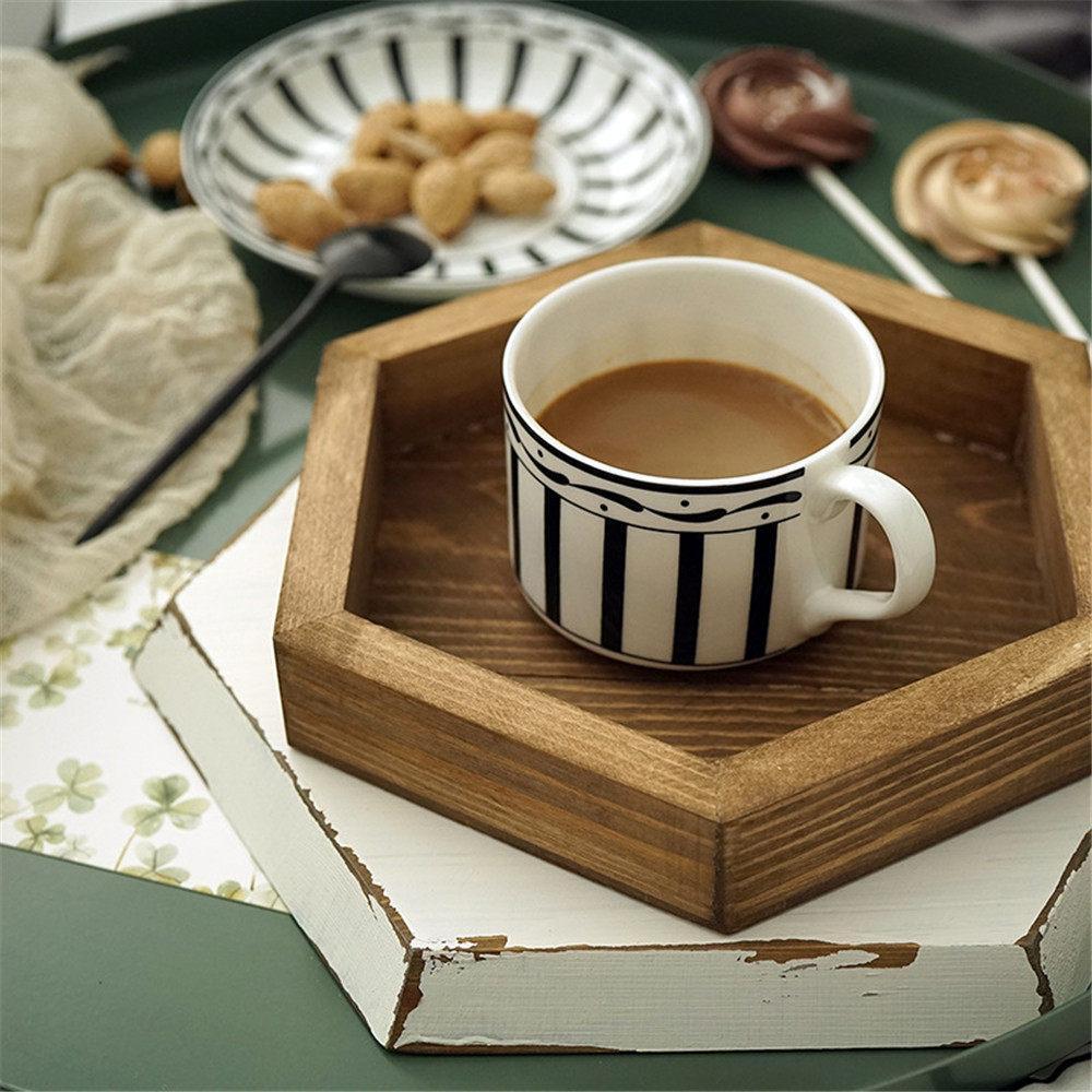 Wood Hexagonal Tray - Nordic Side - 