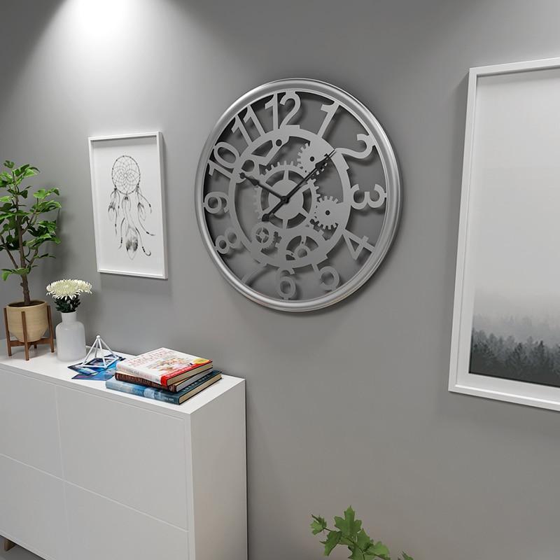 Linden - Cogs & Gears Wrought Iron Clock - Nordic Side - 05-15, feed-cl0-over-80-dollars, modern-wall-clock