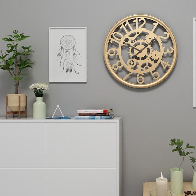 Linden - Cogs & Gears Wrought Iron Clock - Nordic Side - 05-15, feed-cl0-over-80-dollars, modern-wall-clock