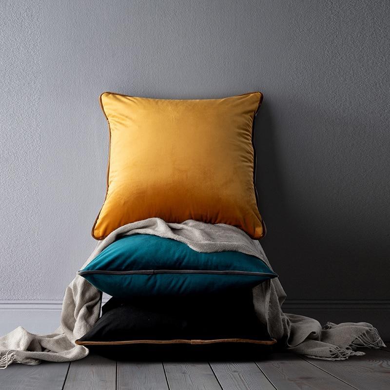 Strong Piped Velvet Cushion Cover - Nordic Side - 