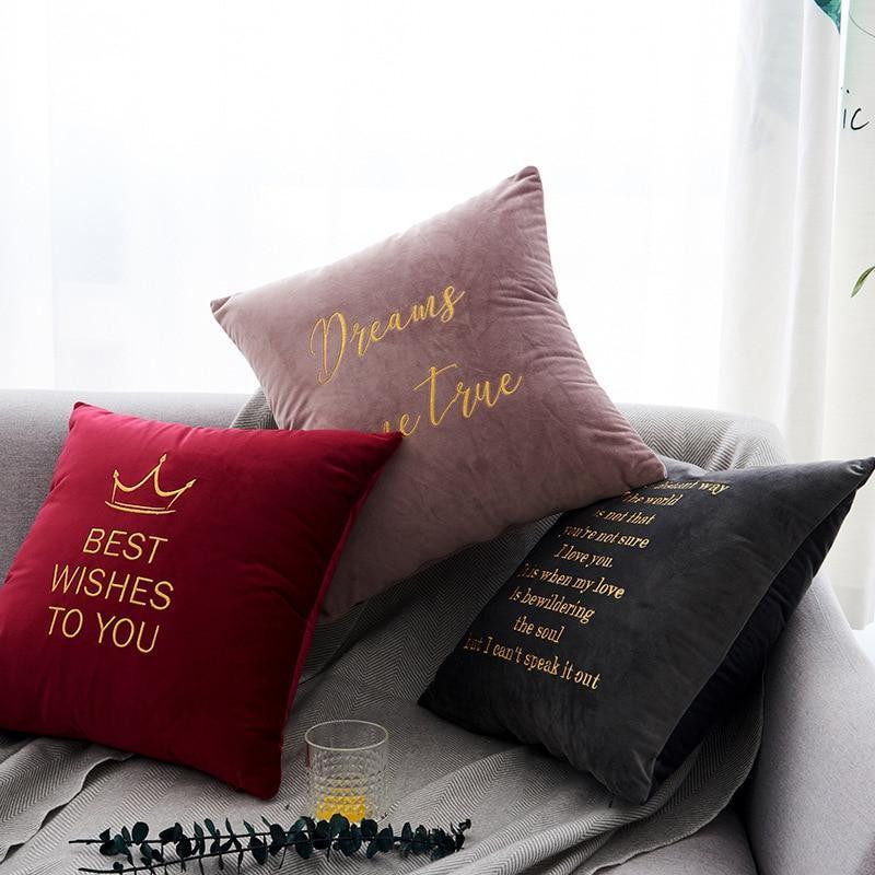 Velvet Cushions with Gold Letters - Nordic Side - 