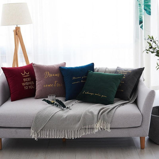 Velvet Cushions with Gold Letters - Nordic Side - 