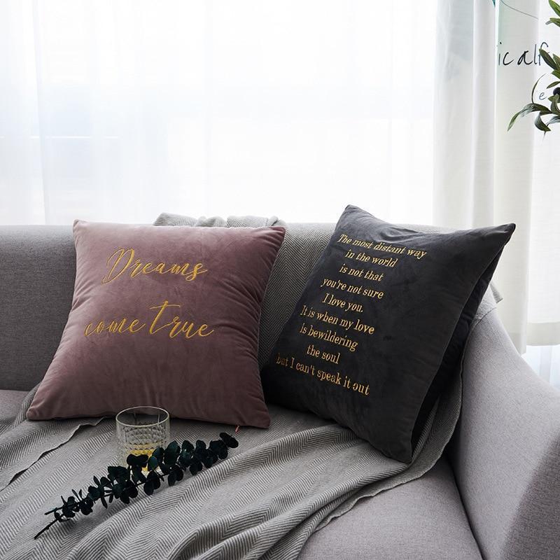 Velvet Cushions with Gold Letters - Nordic Side - 