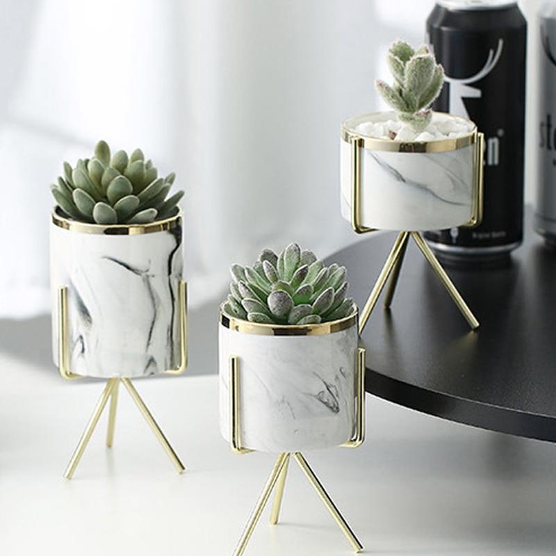 Ceramic Gold Marble Pot - Nordic Side - 