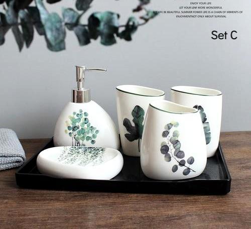 Ceramic Palm Bathroom Organisers - Nordic Side - 