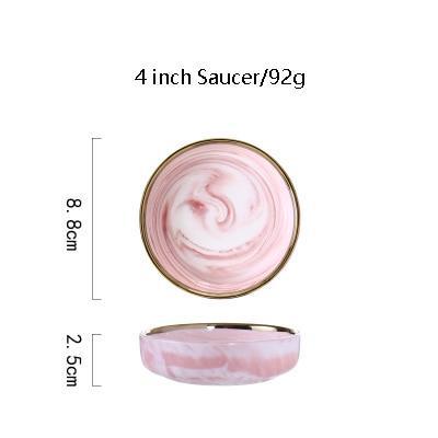 Pink Marble with Gold Rim Dinnerware - Nordic Side - 