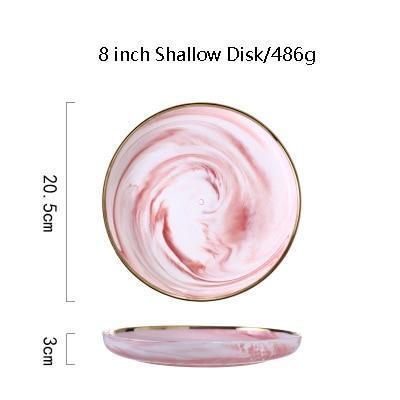 Pink Marble with Gold Rim Dinnerware - Nordic Side - 