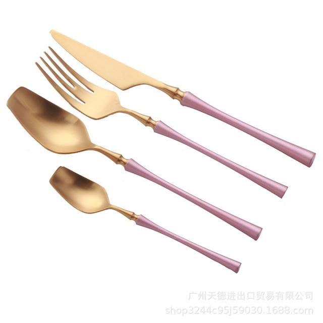 Pink Metal Antique Style Cutlery - Nordic Side - 