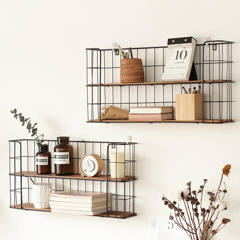 Iron & Wood Wall Storage Rack - Nordic Side - 