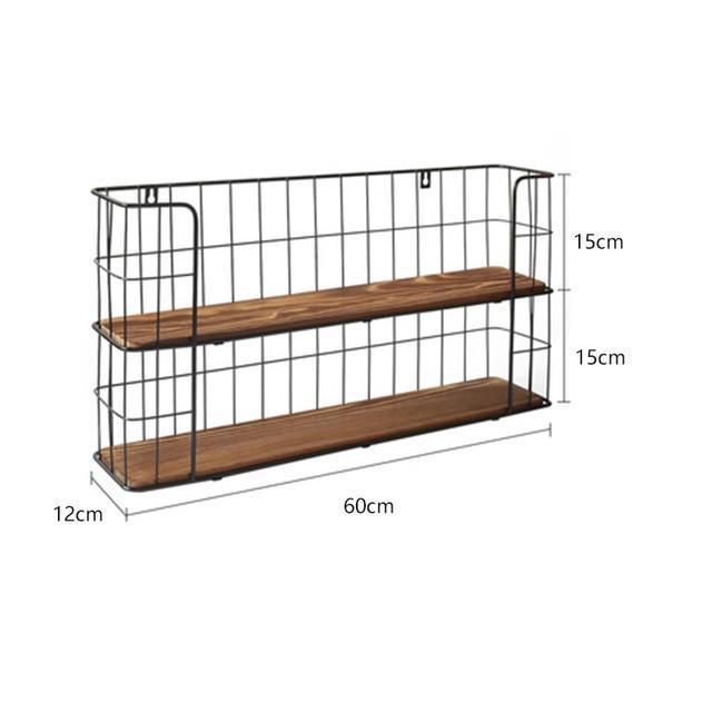 Iron & Wood Wall Storage Rack - Nordic Side - 